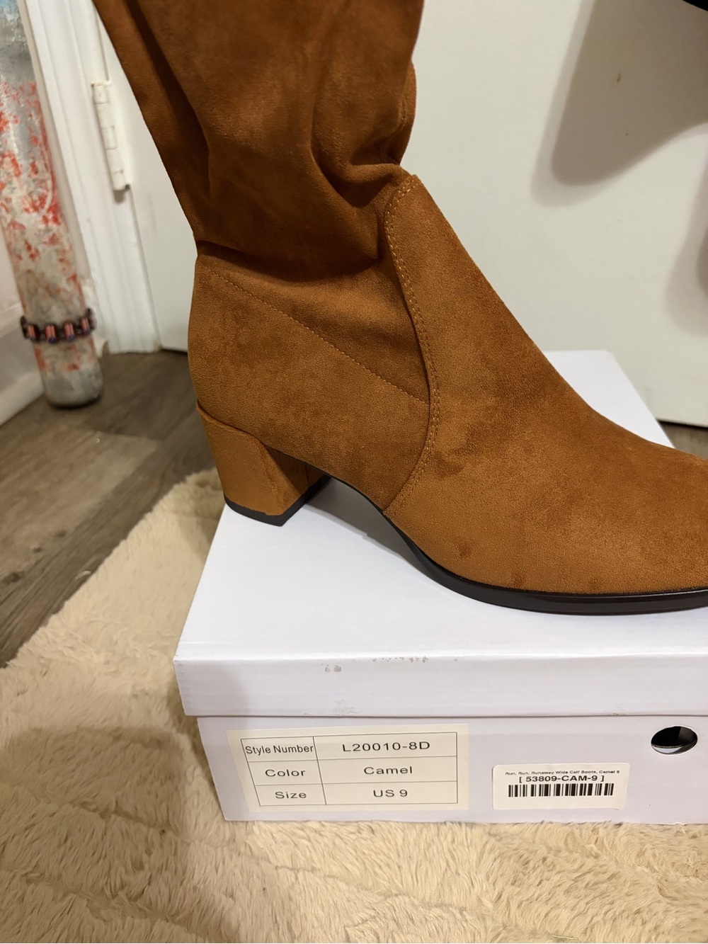 Chic Soul Camel Suede Block Heel Boot